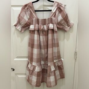 Violet Romance Maternity puff sleeve smock dress in ginhgam Size US 2 UK 6 NWT